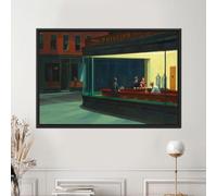 LMYCHENG Toile murale Edward Hopper Nighthawks, affiches et impressions de Diner, peinture à l'huile urbaine pour une décoration rétro classique, cadre 30 x 40 cm