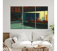 LMYCHENG Toile murale Edward Hopper Nighthawks, affiches et impressions de restaurant rétro, peinture à l'huile urbaine pour une décoration classique, 30 x 60 cm x 3 cadres