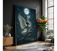 LMYCHENG Toile représentant une danseuse de ballet cygne, ailes d'animaux, nuit de pleine lune, danse gracieuse, peinture décorative mystique pour la maison (40x60cm/sans cadre)