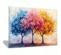 LMYCHENG Trois arbres colorés, œuvre d'art sur toile, peinture abstraite pour la décoration de la chambre, du bureau ou de la maison, affiches et impressions (30x40cm/sans cadre)