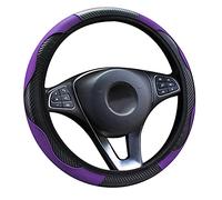LMYDIDO - Housse de volant de voiture en cuir de fibre de carbone élastique, antidérapant, respirant, sans bague intérieure, taille universelle 37-39 cm (violet)