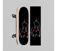 LMYEE Lot de 2 bandes antidérapantes pour skateboard, 2 x 83 cm, papier de verre antidérapant sans bulles, pour skateboard, joli emballage sans marque pliable (2 pièces noires) (rouge fille)