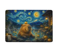 LMYmoney Capybara in Hot Springs Under Starry Night Tapis 150 x 100 cm | Idée cadeau de crémaillère : Tapis imprimé de chambre, avec dos à points PVC antidérapants; près du lit ou du canapé