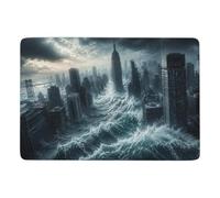 LMYmoney Flooded Cityscape with Empire State Building Tapis 150 x 100 cm | Tapis antidérapant avec impression par transfert thermique; adapté à une utilisation toute l'année; pour chambre