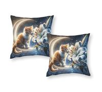 LMYmoney Housses de Coussin carrées Magiques en Forme de Croissant de Lune avec Chatons, Respirantes et Ultra Douces, pour la décoration de Noël de Votre Maison, 45 x 45 cm.