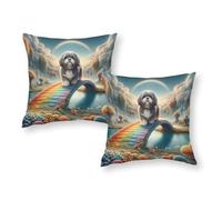 LMYmoney Housses de Coussin Rainbow Bridge Fantasy, Protection Anti-acariens, pour Tout-Petits, pour canapé et Chambre à Coucher, 30 x 30 cm