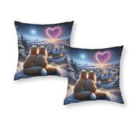 LMYmoney Housses de Coussins « Renards Amoureux en Hiver » dégradées pour canapé, Voiture ou Salle de Jeux, 50 x 50 cm