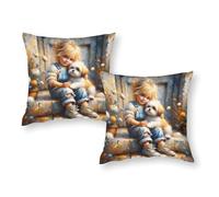 LMYmoney Lot de 2 Housses de Coussin Enfant avec Adorable Chiot, légères et Respirantes, pour la Maison et l'hôtel, 50 x 50 cm.