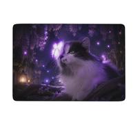 LMYmoney Magical Butterfly on Cat Tapis 150 x 100 cm, Doux et Antidérapant | Idée cadeau pour une nouvelle maison : Tapis imprimé de chambre, avec entretien facile à la main; près du lit ou du canapé