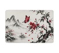LMYmoney Red Butterfly and Cherry Blossoms Painting Tapis 150 x 100 cm | Tapis de chambre : convient aux petits espaces; avec dos à points PVC antidérapants; près du lit ou du canapé