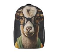 LMYmoney Sac à dos 3D amusant et cool pour adolescents, garçons et filles, motif chèvre avec lunettes, imprimé 3D, pour enfants, cartable primaire, 43 cm