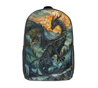 LMYmoney Sac à dos unisexe imprimé en 3D motif queue de dragon en vitrail, sac à dos de voyage décontracté pour ordinateur portable, cartable léger pour hommes, femmes, garçons et filles, 17 pouces