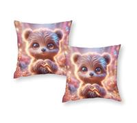 LMYmoney Taie d'oreiller Magique Ours en Peluche en Forme de cœur, Infroissable et Respirante, idéale pour Les canapés, Les Voyages et comme Cadeau pour Les Enfants (30 x 30 cm).