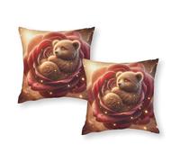 LMYmoney Taies d'oreiller Queen Size « Ours en Peluche endormi en Rose », Respirantes et Ultra Douces, pour Enfants, pour Salon, 50 x 50 cm