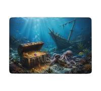 LMYmoney Underwater Treasure Chest with Sunken Ships Tapis 150 x 100 cm | Tapis intérieur doux pour la déco de Noël, avec dos à points PVC antidérapants; près du lit ou du canapé