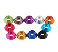 Lnanqing-Rondelle plate 10pcs rondelles d'aluminium m2 m2.5 m3 m4 m5 m6 laveuse d'aluminium coloré anodisé pour la rondelle de joint de tête de capuchon, fermement et durable(M4,Purple)