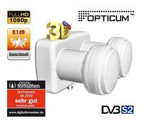 LNB Monobloc Single - OPTICUM - LMP-04H - Faible bruit 0,1 dB - Full HD/3D Ready - Double tête 6° (Astra/Hotbird)