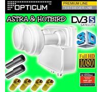 LNB Monobloc Twin - OPTICUM - Astra & Hotbird - 2 sorties - Full HD - 3D Ready
