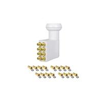 LNB OCTO PL-8, 0.1dB, High Gain 60DB Tête Parabole 8 sorties, Compatible Full HD 4K TNTSAT Canal+ Astra et FRANSAT + 16 fiches F