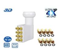 LNB OCTO PL-8 , 0.1dB ,High Gain 60DB !! Tête Parabole 8 sorties , Compatible Full HD 4K TNTSATCanal+ Astra et FRANSAT+8 fiches F GO