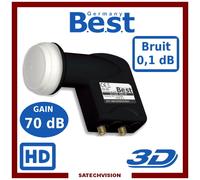 LNB Twin Best Germany HG202 0,1 dB Gain 70 dB Tête 2 Sorties Full HD 3D UHD 4K