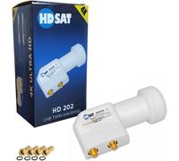 LNB Twin Full HD 4K Tête Parabole 2 Sorties 0,1dB + 4 Fiches F Gold