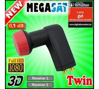 LNB Twin - MEGASAT - Universel Full HD 3D - Résistant aux intempéries - 10.7-12.75 GHz - 0,1 dB
