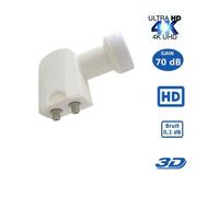 LNB Twin SR-2088, 0.1dB ,High Gain 70 DB !! - Tête Parabole Universelle Compatible Full HD 4K TNTSATCanal+ Astra et FRANSAT
