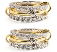 LNBLAKBXBD Bagues empilables plaquées or 14 carats pour femme - Ensemble de 3 bagues entrelacées en oxyde de zirconium, pour un usage quotidien (2 Gold,7)