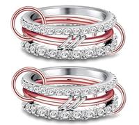 LNBLAKBXBD Bagues empilables plaquées or 14 carats pour femme - Ensemble de 3 bagues entrelacées en oxyde de zirconium, pour un usage quotidien (2 Rose Gold,10)
