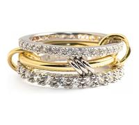 LNBLAKBXBD Bagues empilables plaquées or 14 carats pour femme - Ensemble de 3 bagues entrelacées en oxyde de zirconium, pour un usage quotidien (Gold,10)