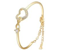 LNBLAKBXBD Bracelet cœur infini pour toujours dans mon cœur, bracelet cœur infini pour ma fille, bracelet mère et fille, bracelet cœur en zircon réglable, cadeau pour femme (Gold,Moyenne)