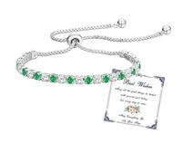 LNBLAKBXBD Coffret Cadeau d'anniversaire pour Femme avec 12 Pierres de Naissance et Zircon 5A réglable pour Femme, Bracelet de Tennis en Cristal (May)