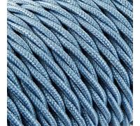 LnD Câble Electrique Bleu en Textile Torsadé 3x0.75mm² - Fil Electrique Tissu
