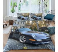 LNDVBEUDK 3D, Imprimé Porsche 911 Ensemble De Literie Microfibre Super Douce Et Respirante Housses De Couettes 3 Pièces Et Taie d'oreiller King（220x240cm）