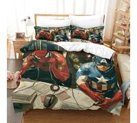 LNDVBEUDK 3D, Imprimé The Avengers Ensemble De Literie Microfibre Super Douce Et Respirante Housses De Couettes 3 Pièces avec Taies d'oreiller Single（140x200cm）