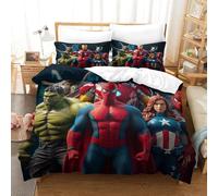 LNDVBEUDK 3D, Imprimé The Avengers Ensemble De Literie Microfibre Super Douce Et Respirante Set De Housse De Couette 3 Pièces avec Taies d'oreiller Single（140x200cm）