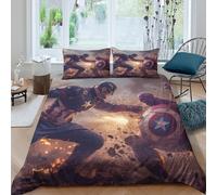 LNDVBEUDK 3D, Imprimé The Avengers Literie en Microfibre Super Douce Et Respirante Housses De Couettes 3 Pièces avec Taies d'oreiller King（220x240cm）