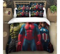 LNDVBEUDK 3D, Imprimé The Avengers Parure De Lit Microfibre Super Douce Et Respirante Set De Housse De Couette 2 Pièces Et Taie d'oreiller Single（135x200cm）