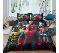 LNDVBEUDK 3D, Imprimé The Avengers Parure De Lit Microfibre Super Douce Et Respirante Set De Housse De Couette 3 Pièces Et Taie d'oreiller King（220x240cm）