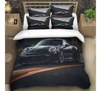 LNDVBEUDK Imprimé 3D Porsche 911 Ensemble De Literie avec Microfibre Super Douce Et Respirante Housse De Couette 2 Pièces avec Taies d'oreiller Single（135x200cm）