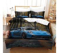 LNDVBEUDK Imprimé 3D Porsche 911 Ensemble De Literie avec Microfibre Super Douce Et Respirante Sets De Housses De Couettes 3 Pièces Et Taie d'oreiller Single（140x200cm）