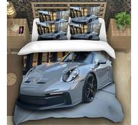 LNDVBEUDK Imprimé 3D Porsche 911 Parure De Lit Microfibre Super Douce Et Respirante Set De Housse De Couette 2 Pièces avec Taies d'oreiller Single（135x200cm）