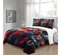 LNDVBEUDK Imprimé 3D The Avengers Parure De Lit Microfibre Super Douce Et Respirante Housses De Couettes 3 Pièces avec Taies d'oreiller Double（200x200cm）