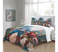 LNDVBEUDK Imprimé 3D The Avengers Parure De Lit Microfibre Super Douce Et Respirante Sets De Housses De Couettes 3 Pièces avec Taies d'oreiller Double（200x200cm）