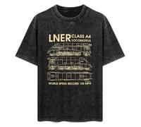 LNER Class A4 Locomotive Train Black T-Shirt Printed Tee Graphic Top for Men Unisex Shirt 3XL