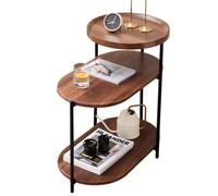 LNGCLTEZ Petite table basse minimaliste étroite, table d'appoint moderne en bois, étagère de rangement à 3 niveaux, couleur noyer