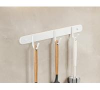 LNGFSH 2 Pièces Barre de Cuisine Murale Porte-Ustensile à Crochets Ajustables Barre de Crédence en Acier Inoxydable pour Salle de Bains et Cuisine (Blanc,20cm)