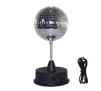 LNGODEHO Boule Disco Argentée Miroir LED, Boule à Facettes, Jeux de Lumières, Centre de Table, Verre Réfléchissant, Chargement USB, Spot Soirée, Fête à Thème d'Anniversaire, Décoration de la Maison