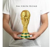 LNGODEHO Réplique du trophée de la Coupe du monde 2022 dans une vitrine, sculpture en résine, posséder le plus grand prix du football du monde (26,9 cm)
